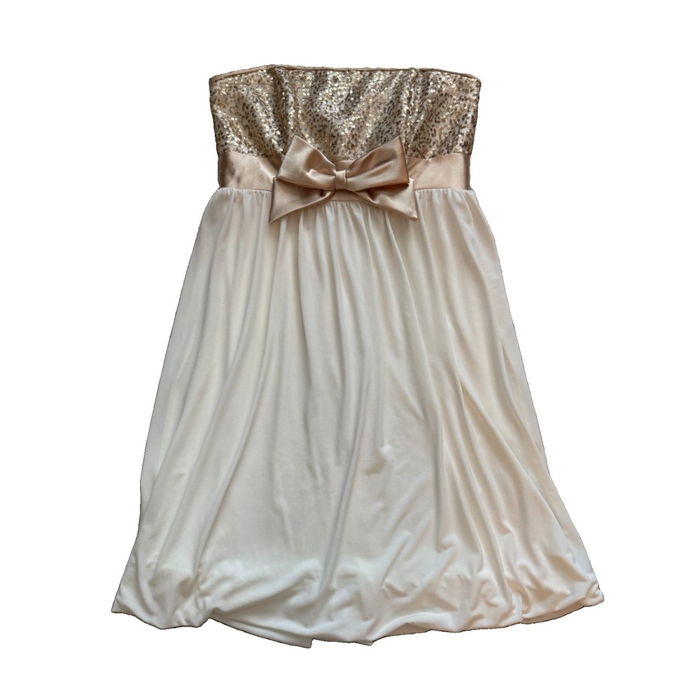 Jessica McClintock For Sax Formal Mini Gown Strapless Satin Zip Y2K Bridal Sz 3
